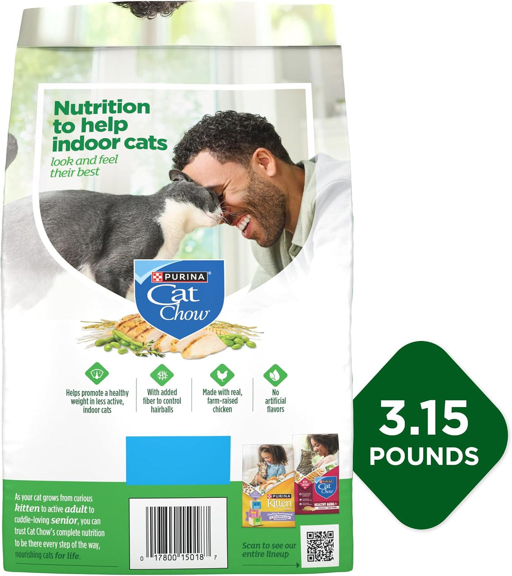 Purina Cat Chow Indoor Hairball + Healthy Weight Dry Cat Food, (4) 3.15 lb