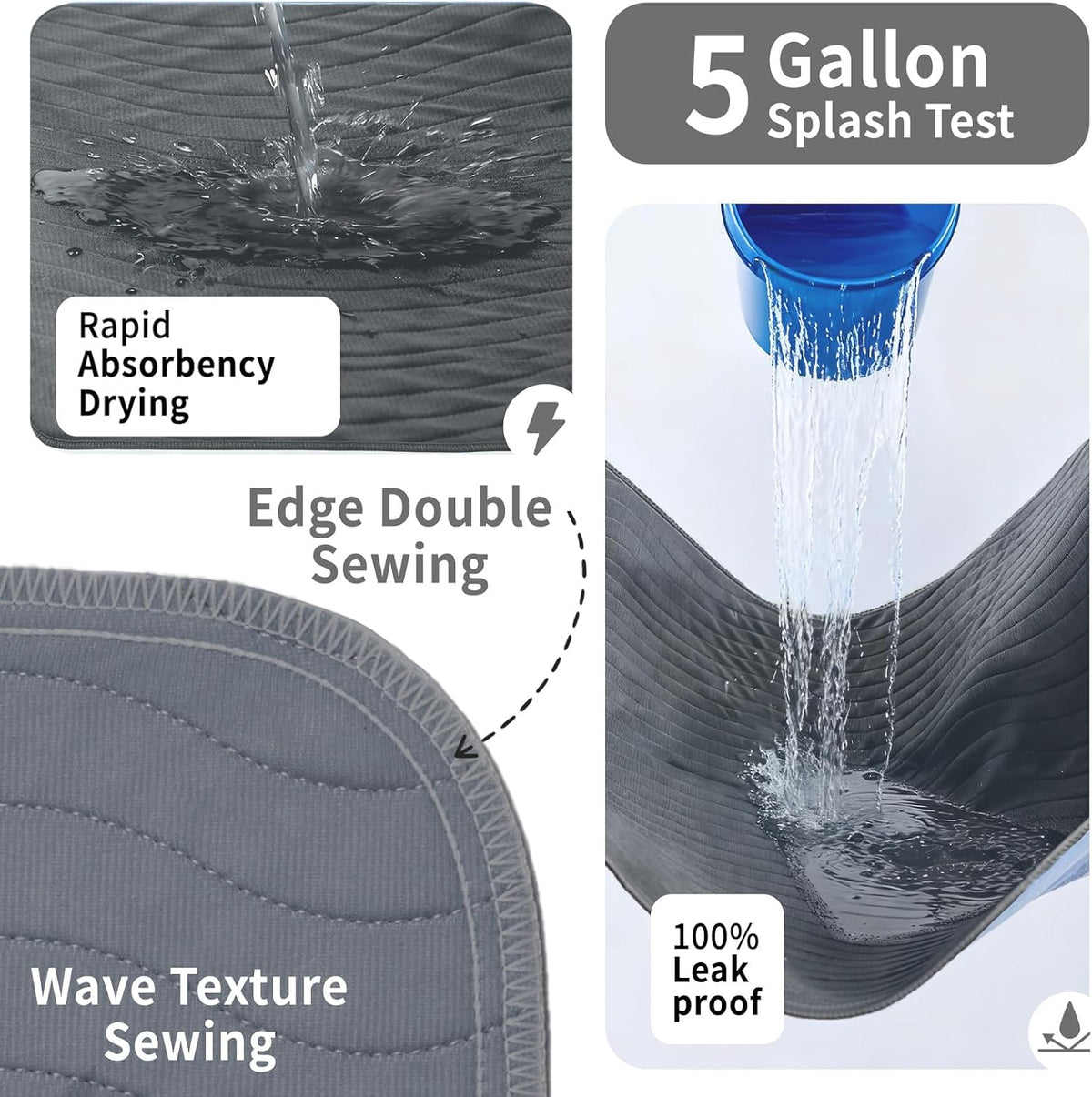 Accompagner Incontinence Bed Pads Washable Waterproof, Ultra-Absorbent Reusable Underpads for Diaper Changing, Nursing, Bedridden, Adults, Seniors, Kids and Dogs (Dark Gray, 36"x36"(Pack of 4))