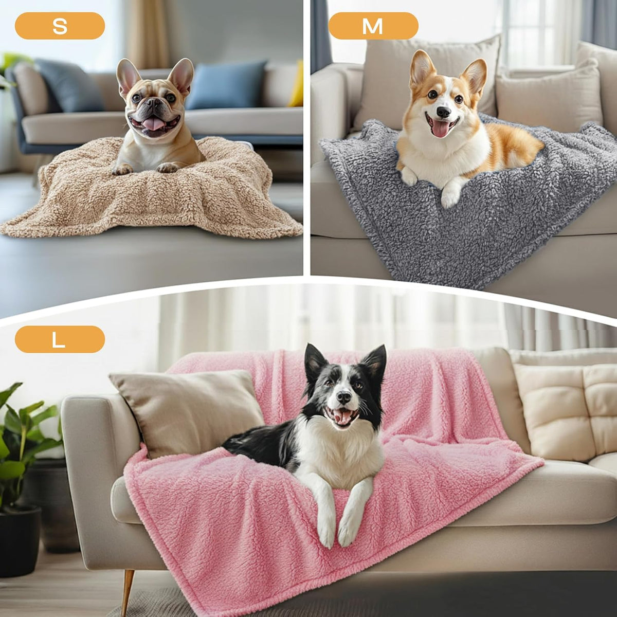 Luciphia 3 Pack Soft Sherpa Fleece Blankets for Dogs Cats Puppies,23"x16"