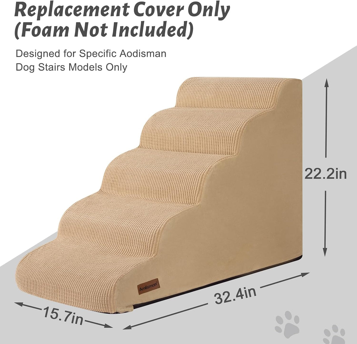 5-Step Dog Stairs Replacement Cover(for AODISMAN Pet Ramp Only),Khaki