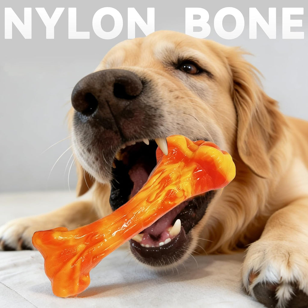3-Pack Dog Chew Toys for Aggressive Chewers, Medium Large Breed | Indestructible Dog Bone Toys to Keep Them Busy,Dental Textured, Long Lasting,Beef Flavor