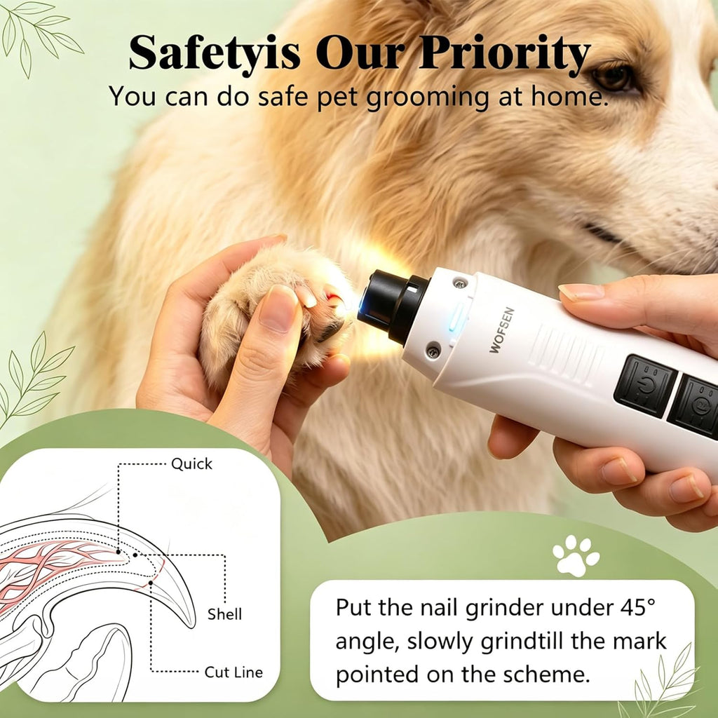 Whisper-Quiet Dog Nail Grinder, Safe & Stress-Free for Sensitive Dogs Cats