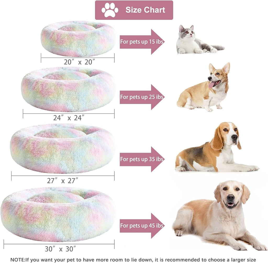 WNPETHOME Large Round Calming Dog Bed Cat Bed for Comfy Sleep