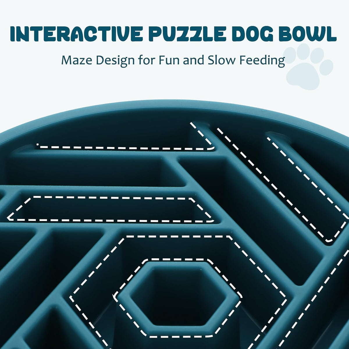 WHIPPY Slow Feeder Dog Bowl, Puzzle Maze Design to Slow Down Eating, 3-Cup Capacity, Anti-Gulping Food Bowl for Medium & Large Dogs,Navy Blue