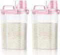 TBMax Rice Container 2 Pack 5 Lbs Cereal Container Storage, Kitchen Pantry Food Storage Holder with Cup, Small Pet Dog Cat Food Container -Pink