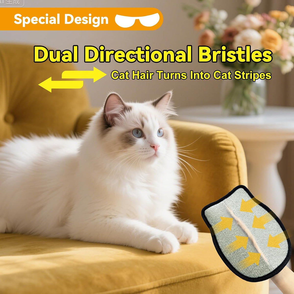 Pet Hair Removal Glove - Washable Reusable, 2pcs