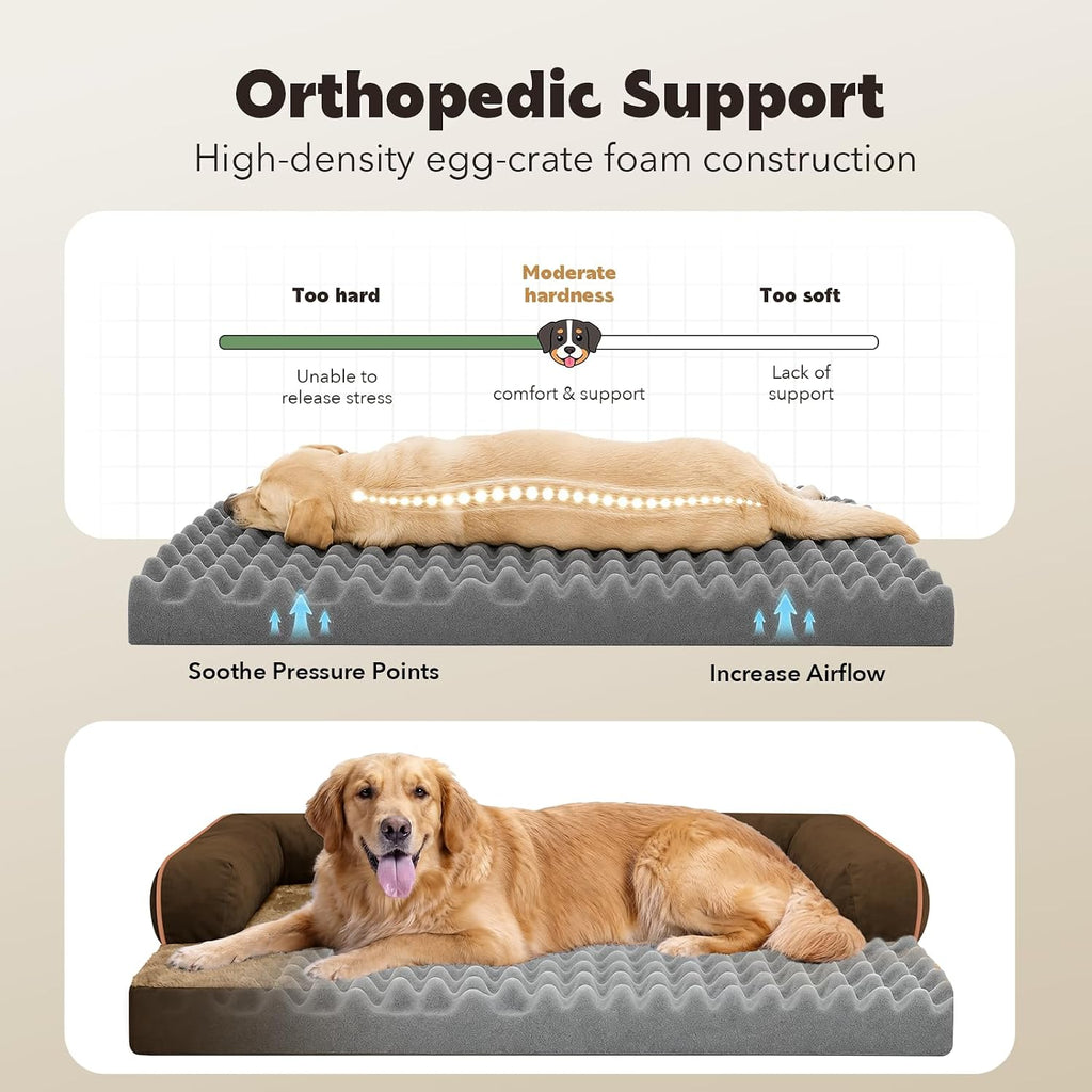 MEKIY Orthopedic Washable Dog Bed with Bolster for Medium to Large Dogs