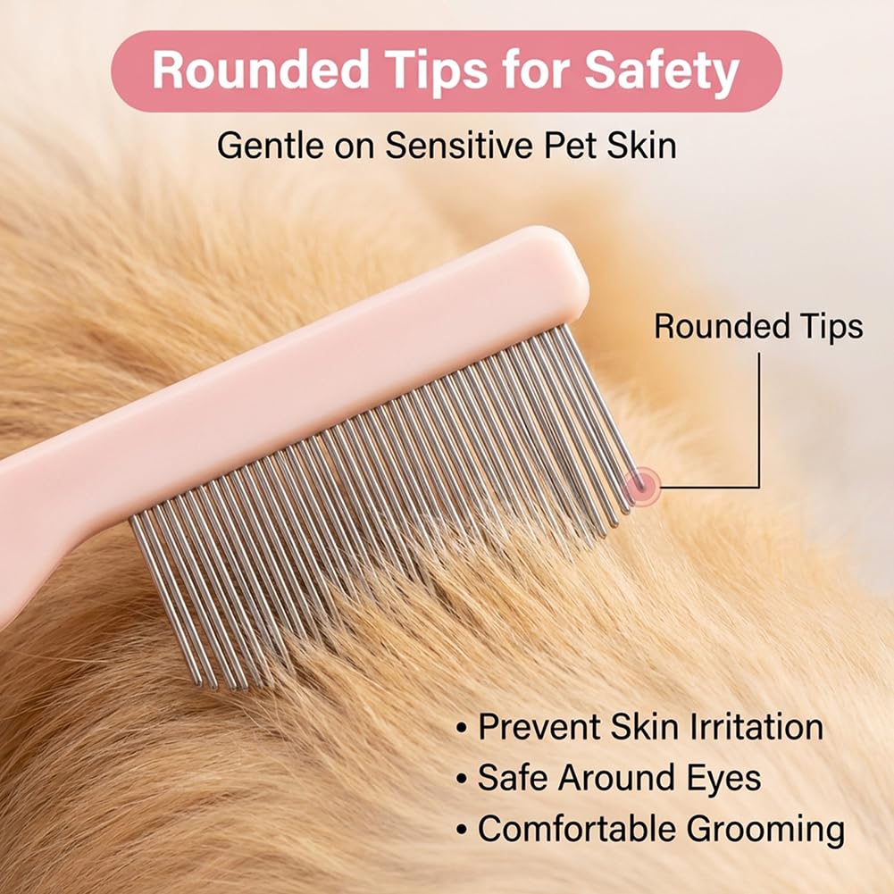Pet Facial Grooming Comb Set, Stainless Steel Pet Eye Comb