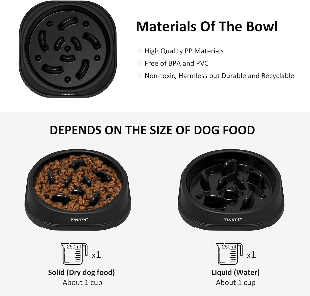 YINEYA Anti-Choking Slow Feeder Dog Bowls Small Size Dog, Slow Feeder Cat Bowl, Supplies and Puzzle for Pet