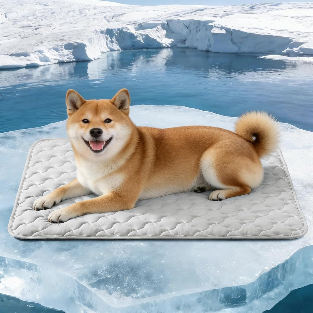 GASUR Cooling Mat for Large Dogs, Q-Max>0.5 Instant Temp Drop Dog Cooling Mats, Cooling Pad for Dog- Summer Indoor Outdoor Travel Use, Snag Resistant，Machine Washable& Anti-Slip, 36"X26" Grey