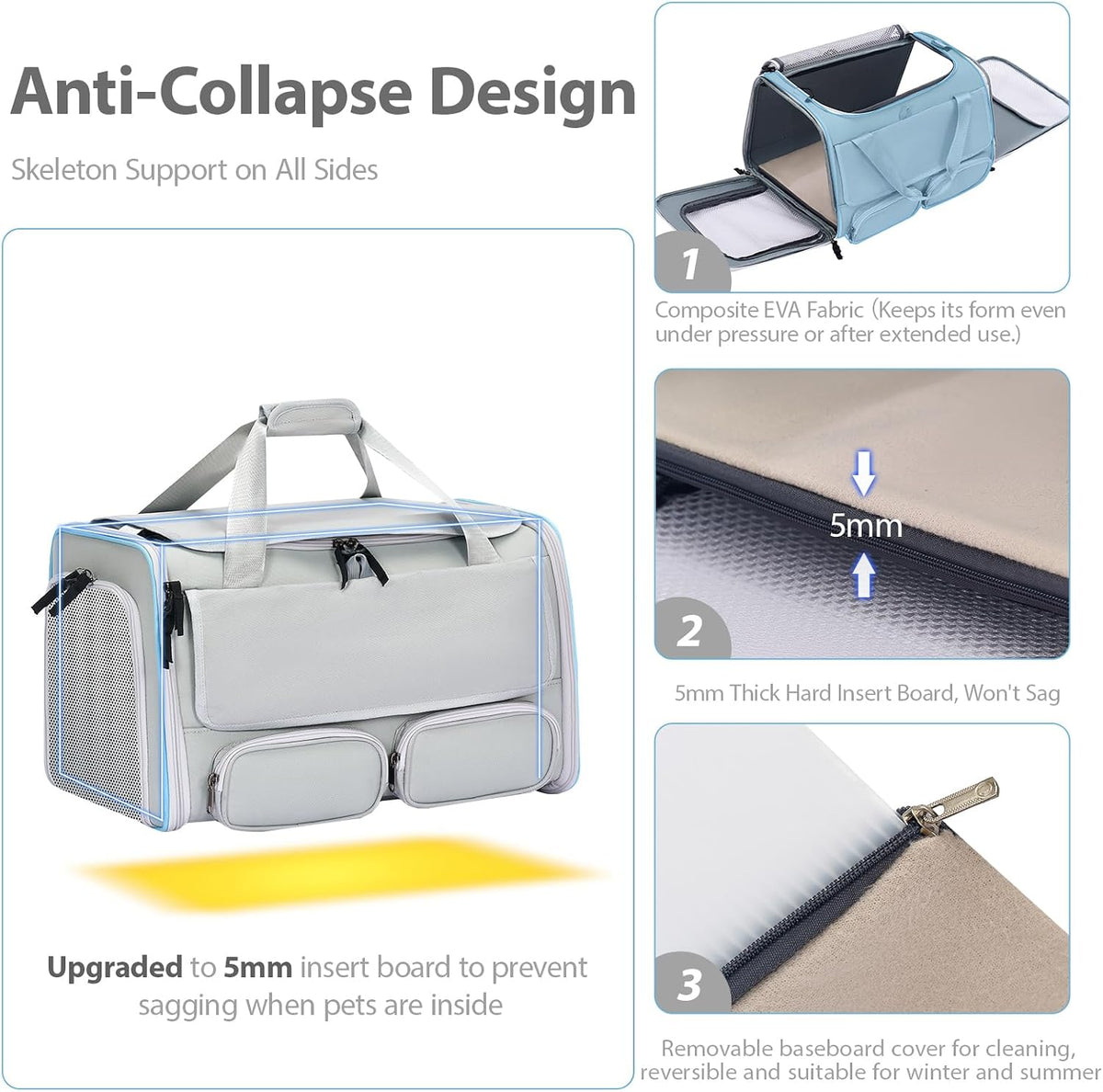 Cat Carrier for Pets up to 15 lbs, Soft-Sided Collapsible Pet Carrier