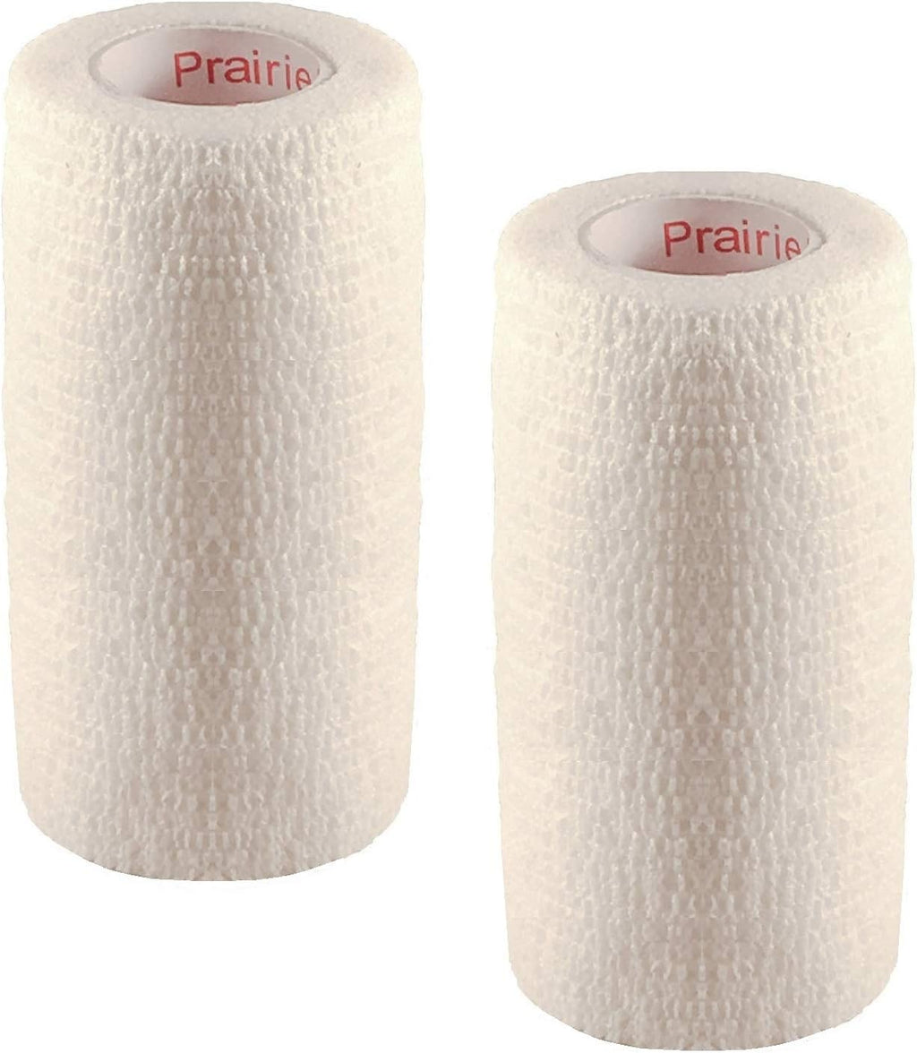 Vet Tape (White) (2 Pack) (3 Inch x 15 feet) Self Adhesive Adherent Adhering Cohesive Flex Self Stick Bandage Grip Roll Dog Cat Pet Horse