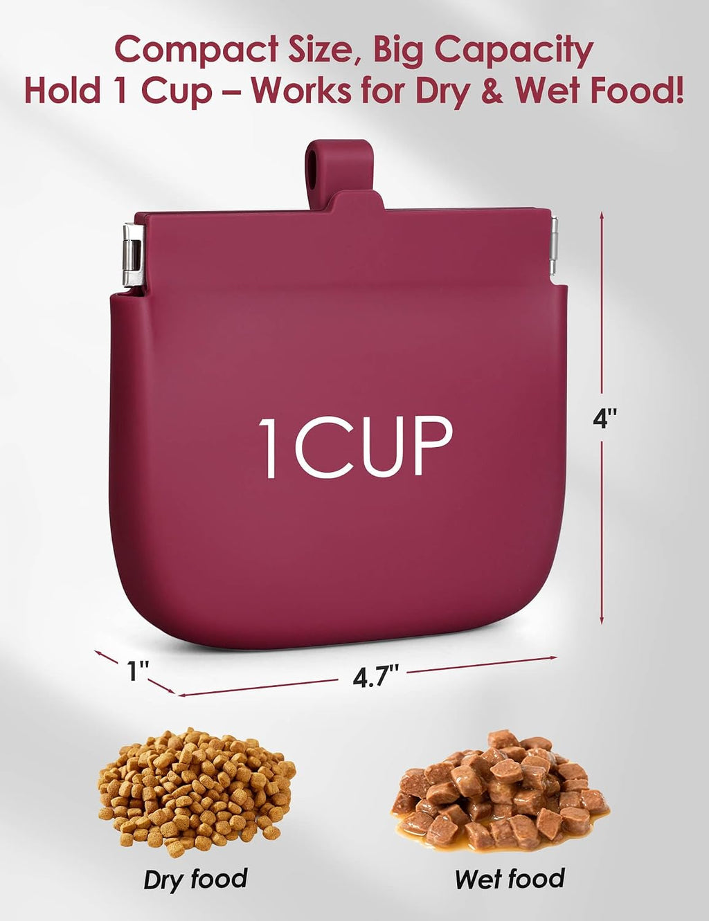 1 Cup Silicone Dog Training Treat Pouch (Red)