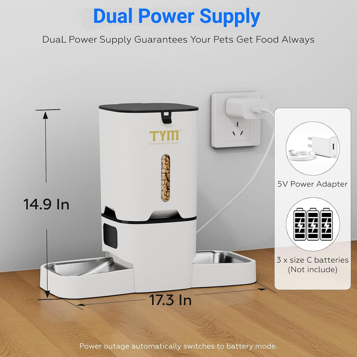 Dual Automatic Cat Feeder 7L WiFi Dry Food Dispenser for 2 Cats Muti Pets