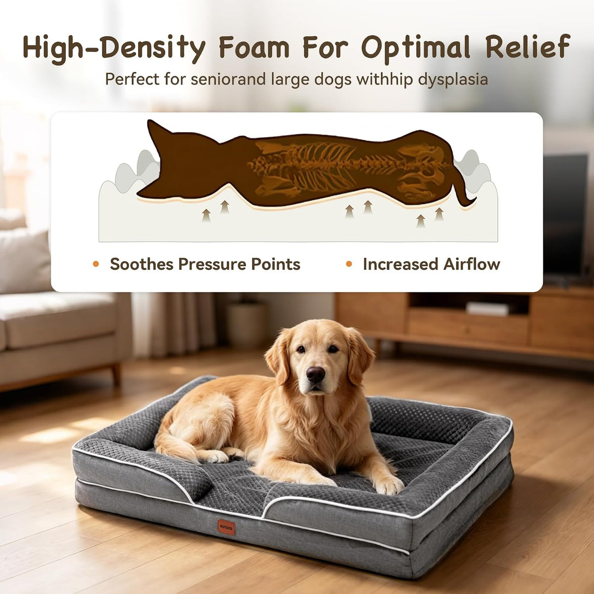 Orthopedic XL Dog Bed Extra Large with Removable Washable Cover