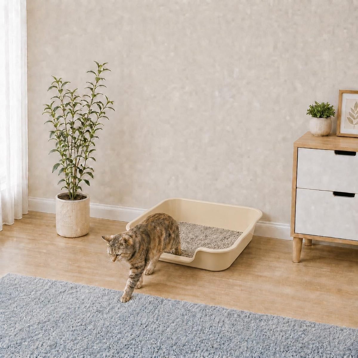 Extra Large Low Entry ABS Cat Litter Box, Yellow, 24" L x 20" W, 1 Pack | Durable low entry litter box, non-stick, odor-free, ideal for seniors, kittens, rabbits, large cats and multi-pet homes.