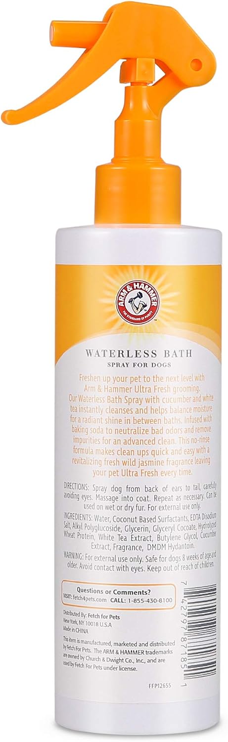 Arm & Hammer Ultra Fresh Waterless Dog Bath Spray, White Jasmine, 10 Fl Oz