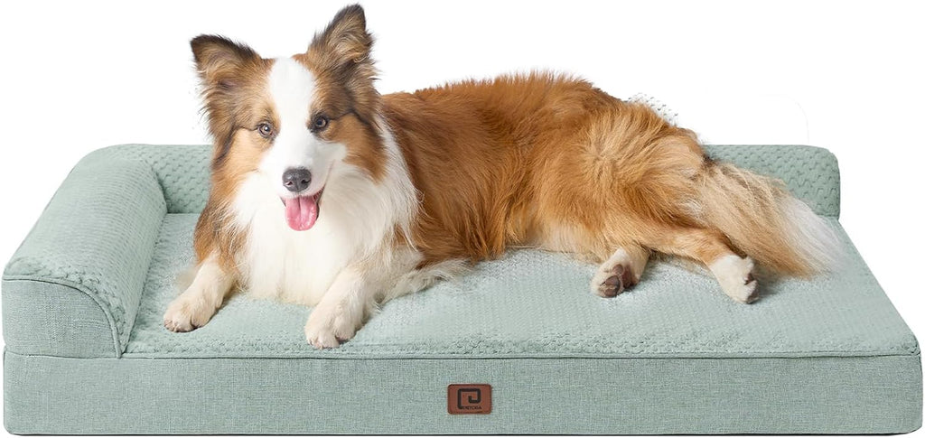 EHEYCIGA XL Dog Bed Memory Foam for Crate, Extra Large Dog Bed Orthopedic with Washable Removable Cover, Waterproof Pet Sofa Couch XLarge Size Dogs, 41x27x6.5, Greyish Green