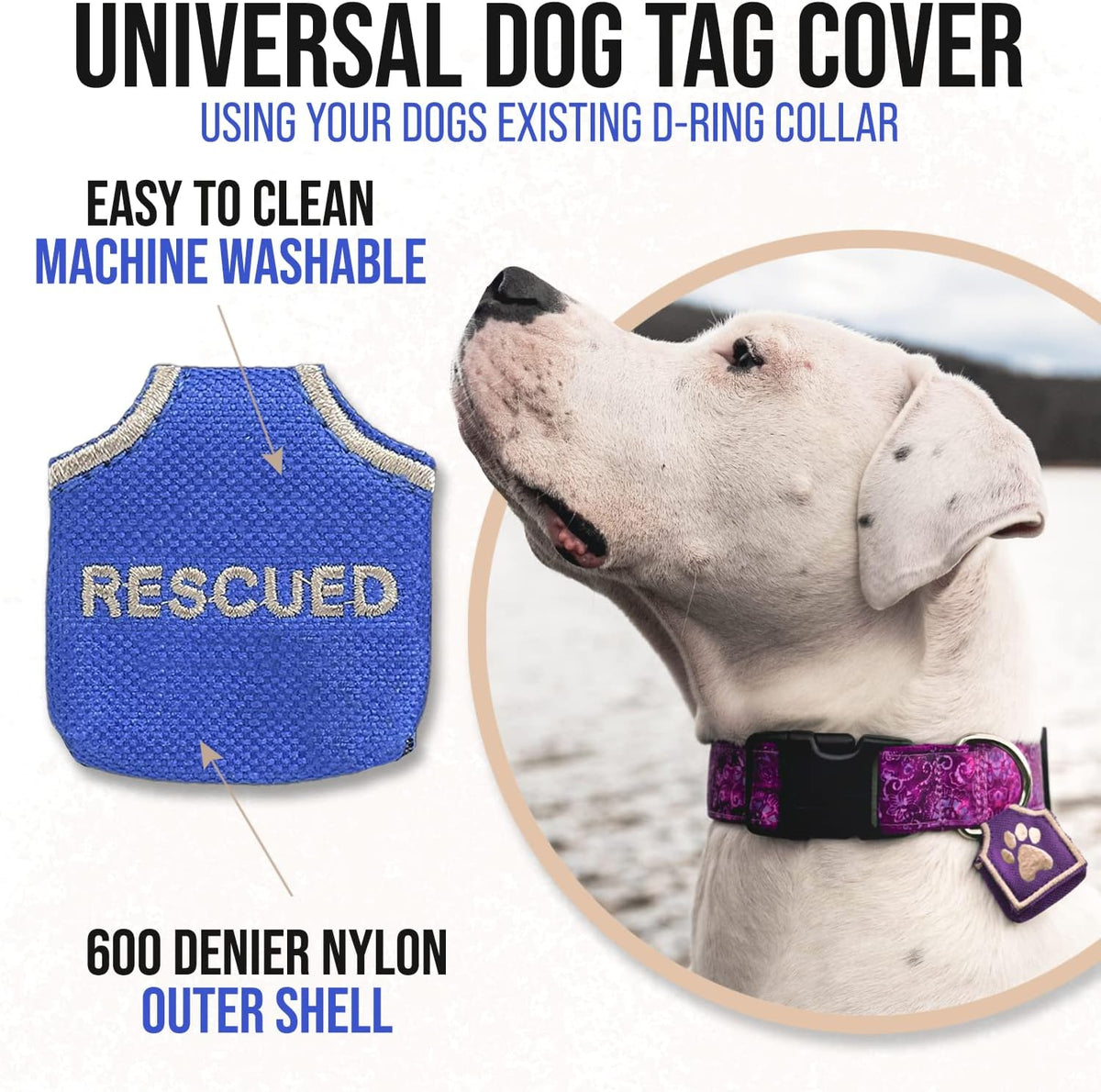 Woofhoof Dog Tag Cover (Blue Rescued)