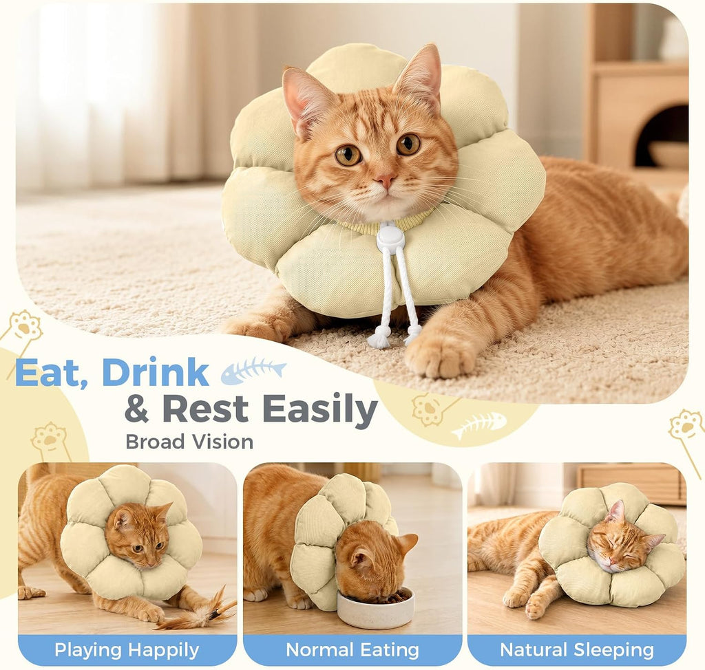 Avont Soft Cat Cone S Apricot Post-Surgery Anti-Lick Adjustable