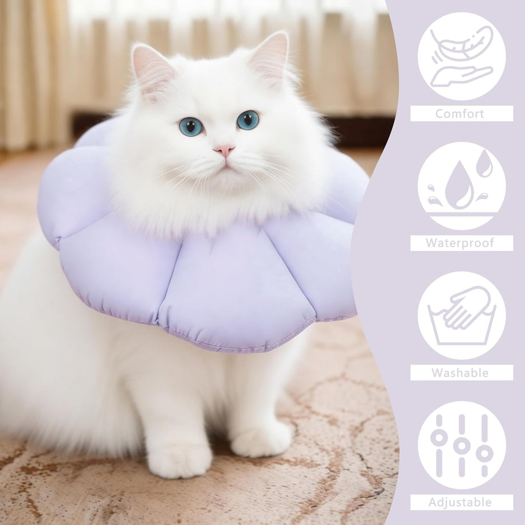 Soft Cat Cone Collar After Surgery,Cat Recovery Collar,Purple,Medium