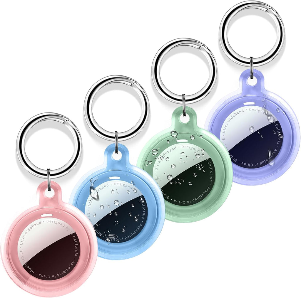 4 Pack Case for Apple AirTag Holder with Keychain, Waterproof & Anti-Scratch Protect Cover Compatible with Airtags, for AirTag 2nd & 1st Generation, Accessories Air Tagholder for Keys, Bags, Pet