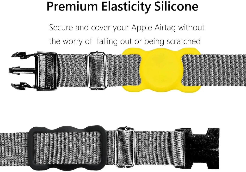 for AirTag Dog Collar Holder Soft Air Tag Holder(Yellow&Black)