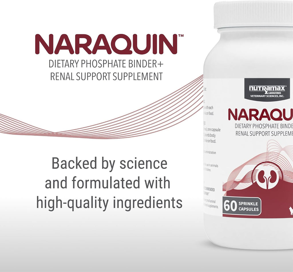 Nutramax Laboratories NARAQUIN™ Dietary Phosphate Binder + Renal Support Supplement for Cats & Dogs, 60 Count