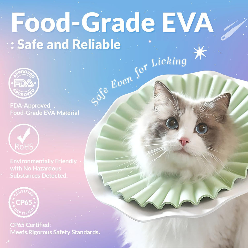 McGill’s Tail Cat Cone Collar Soft, Comfortable Cat Recovery Collar with Royal Ruffled Design, Adjustable Elizabethan Collar for Cats, Water-Resistant EVA Cat Cones After Surgery (Soft Pink, L)