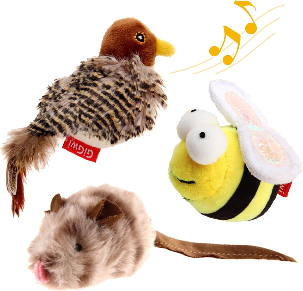 Gigwi 3 Pack Automatic Cat Toys, Interactive Squeaky Toys for Cats Inddoor