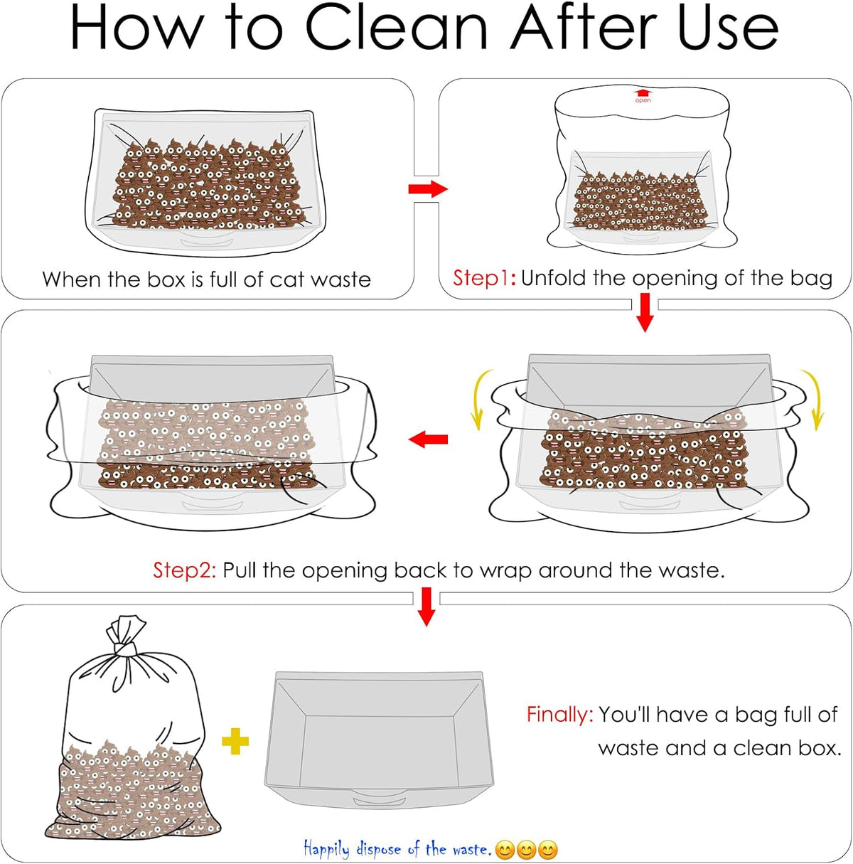 30 Count Cat Litter Box Bags Liners Compatible with Petsafe Self-Cleaning Cat Litter Box,Easy Clean & Replaceable Waste Bag