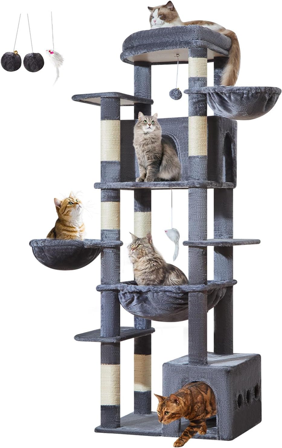 Taoqimiao 72 in Cat Tree, XXL Cat Tower for Indoor Cats Large Adult 25Lbs+