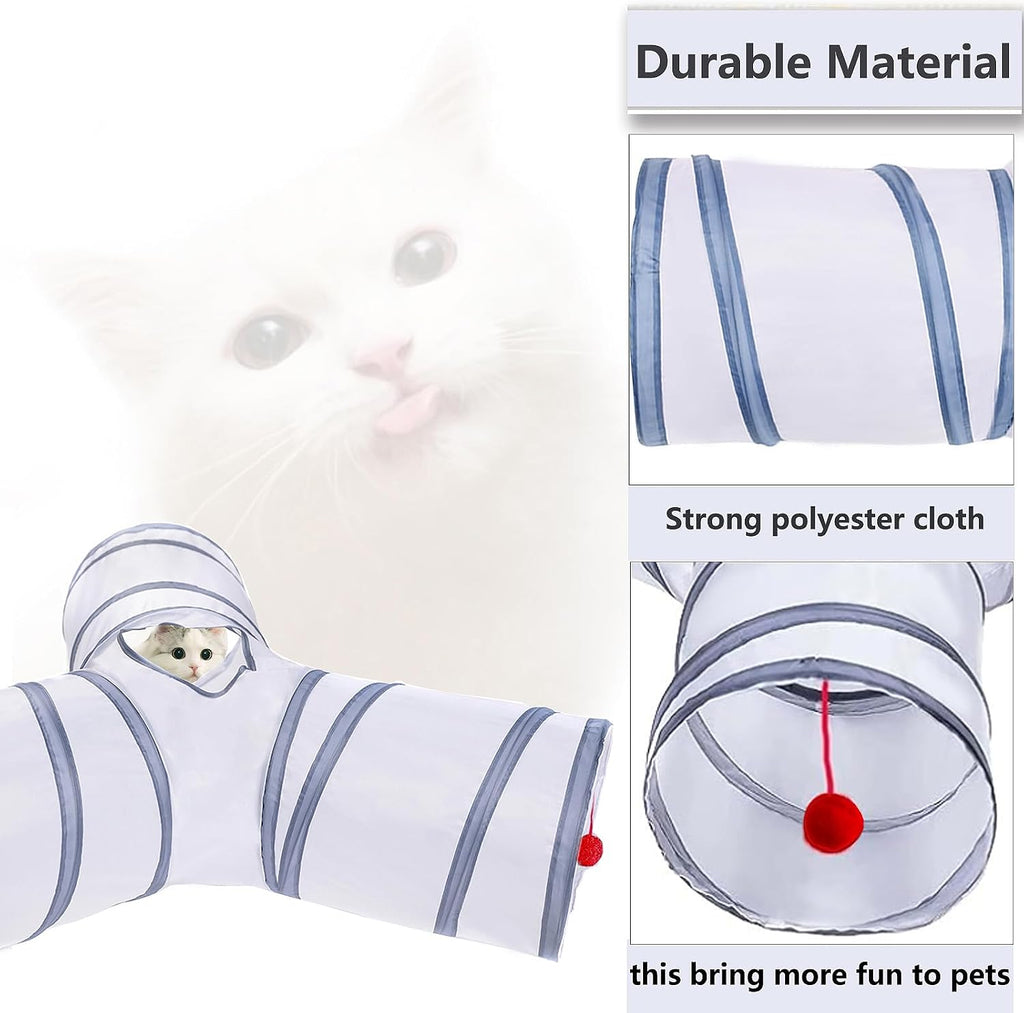 Cat Tunnel Tube Toys, 3 Ways Tunnels for Indoor Cats with Play Ball