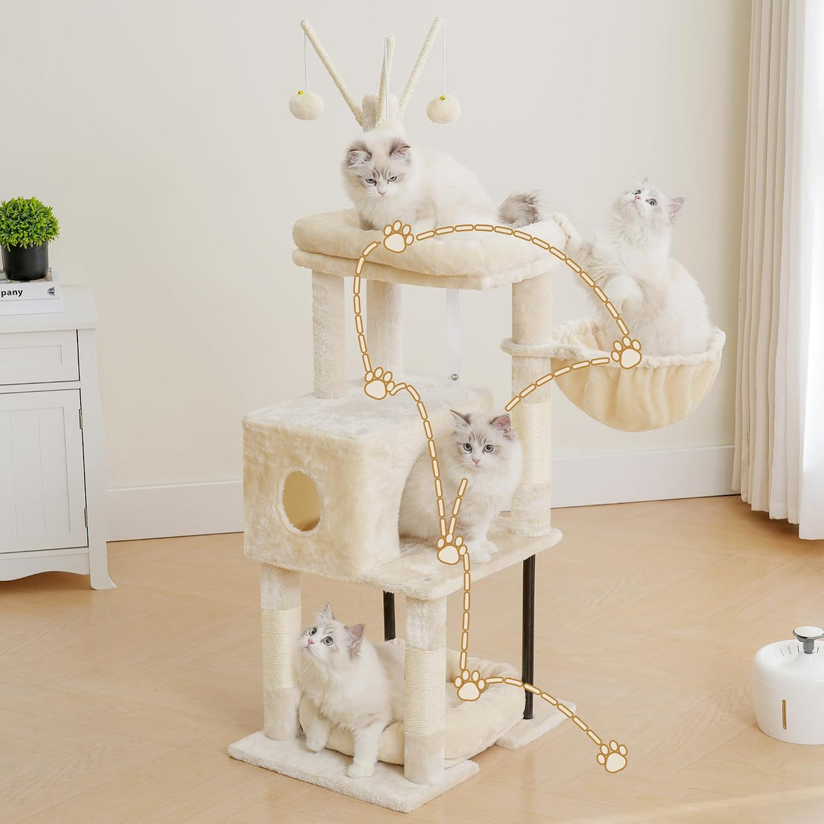 Heybly Cat Tree, 45.3" Cat Tower for Indoor Cats with Large Perch HCT202SM