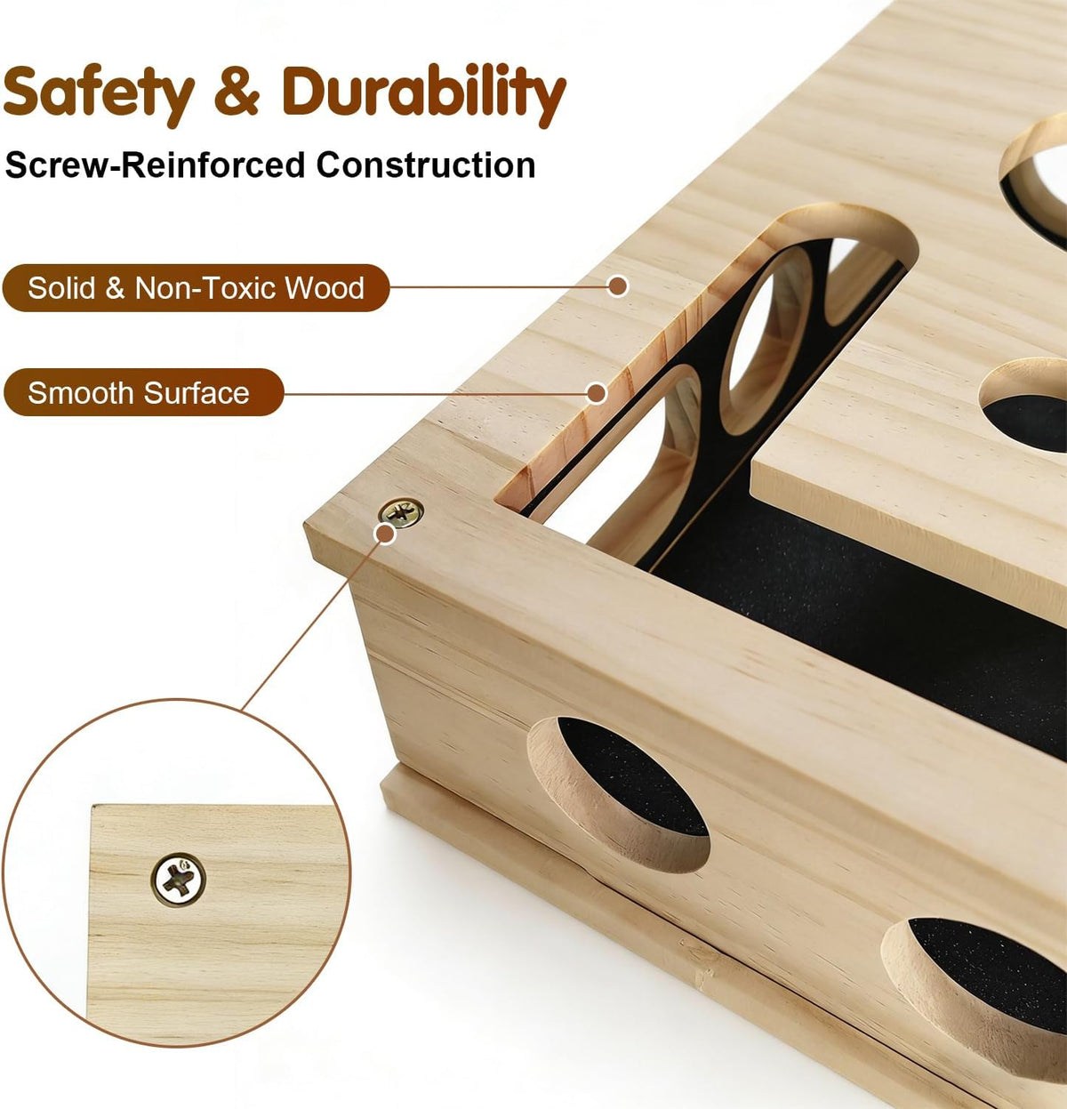 2026 NEW Cat Nail File Scratcher, Cat Scratch Puzzle Enrichment Box with Sandpaper for Cat Claw Care, Stress-Free Trimming Nails, Cat Toys Interactive for Indoor Cats (with Bell Balls & Cat Teaser)