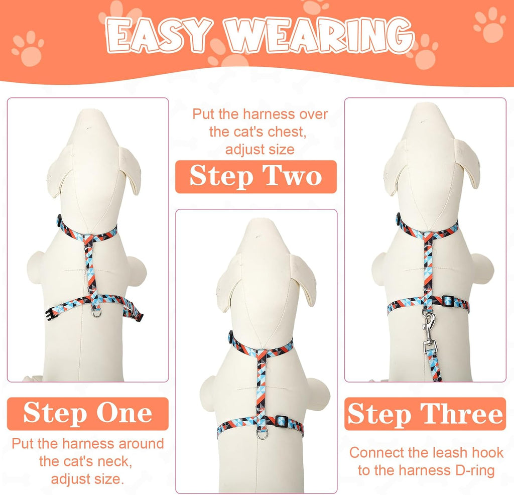 2 Pack Cat Harness and Leash Set Escape Proof Adjustable Cat Harness