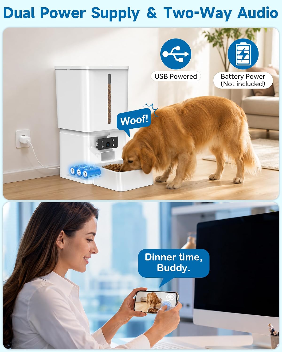 Gwozn Automatic Dog Feeder Large Breed: 15L/63-Cup Capacity for 23mm Kibble