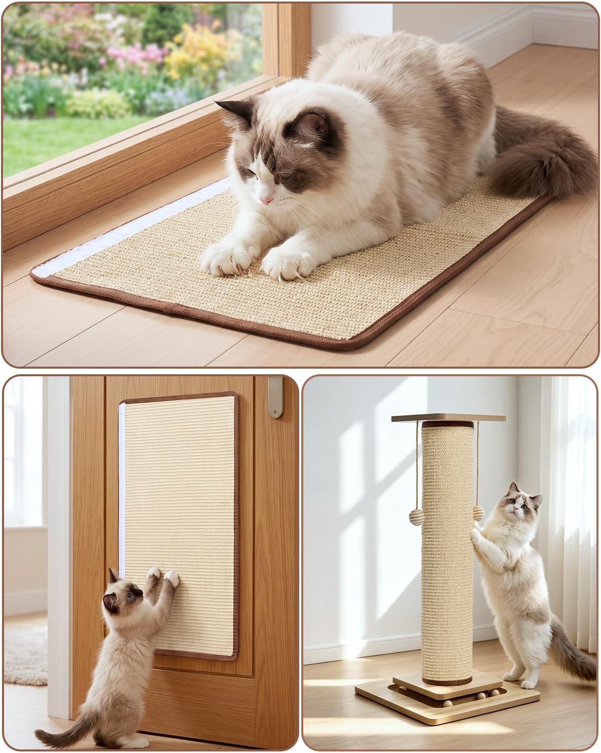 Odoland Cat Scratching Post Replace Mat Natural Sisal Scratcher Pad