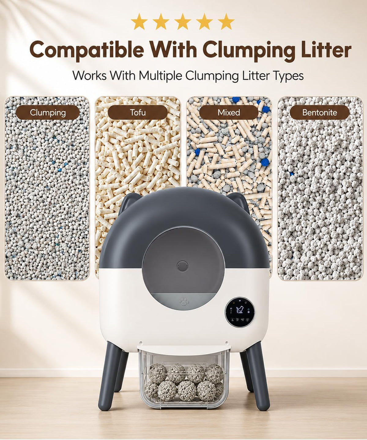 Automatic Self Cleaning Litter Box, MeowWhimsy Large Smart Robot Litter Box