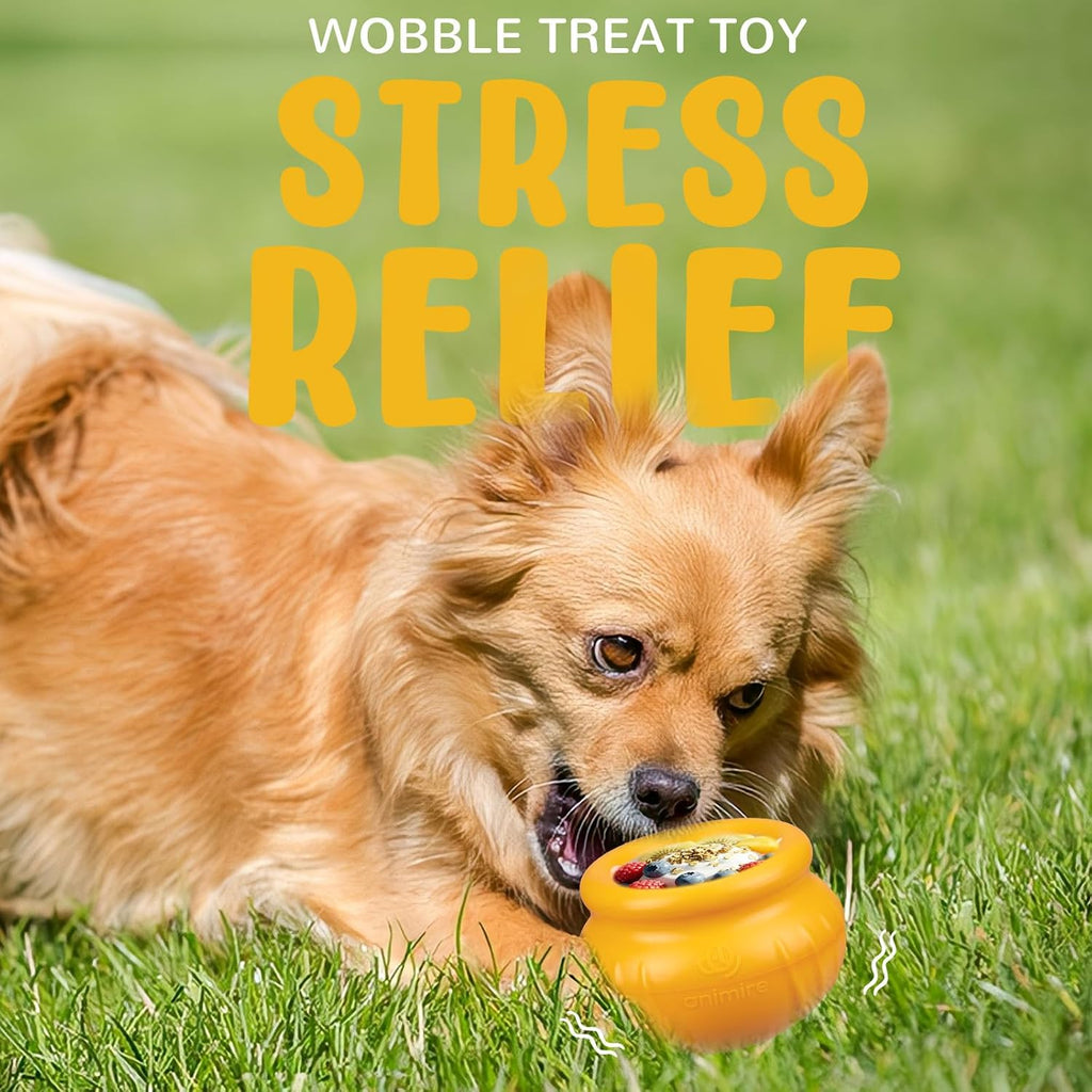 Wobbly Dog Enrichment Lick Toy, Stuffable Frozen Lick Bowl to Keep Dogs Busy, Long-Lasting Interactive Treat Dispensing Dog Toy, Silicone Fetch Catch Chew Toy(Orange,M)