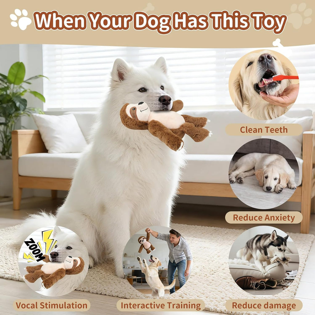 Squeaky Sloth Plush Dog Toy,Sturdy and Soft Stuffed Animal Toy,Interactive Chew Dog Toy,Keeps Them Busy,for Small Medium and Large Dogs Cute Pet Toys