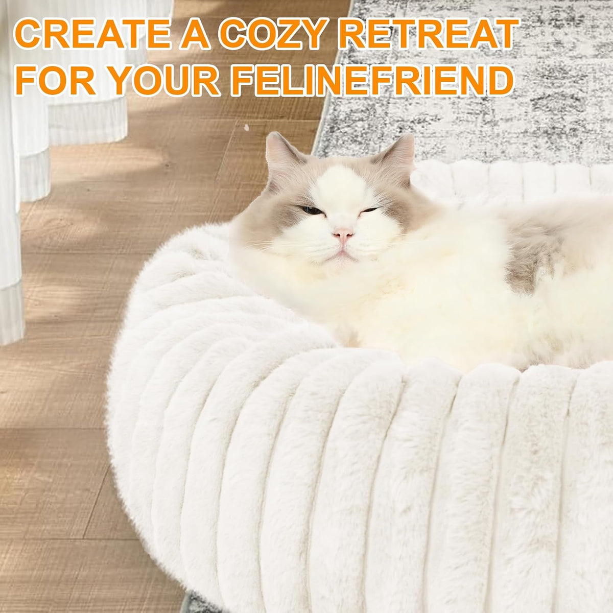 Washable Large Dog Bed,Fluffy Puppy Kitten Beds for Small Dogs(White,XL)