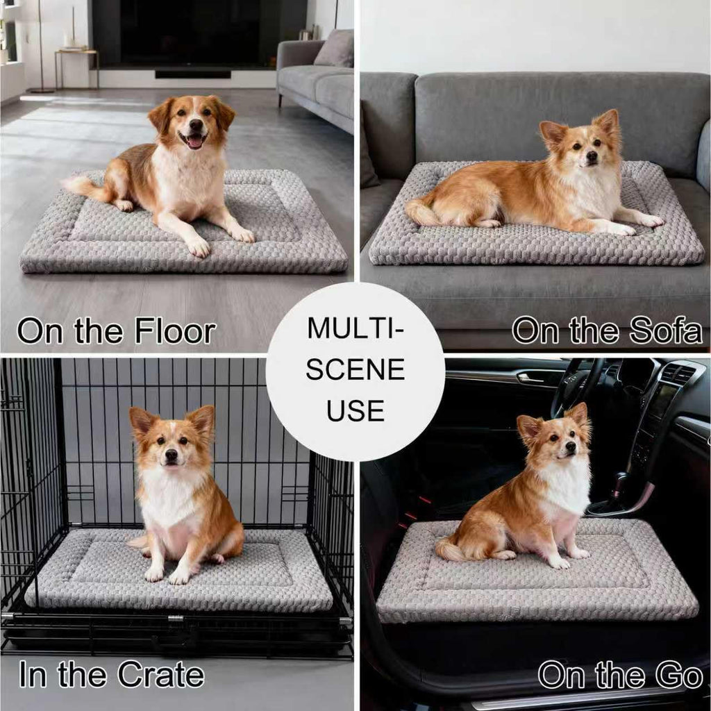 Dog Bed Mat - Dog Crate Pad - Reversible Mat for Pet Comfort - Soft Bed Crate Pads for All Seasons - Durable, Machine Washable Mat for Crates, Travel, and Home (Light Gray, 30" L*20" W*1.5" Th)