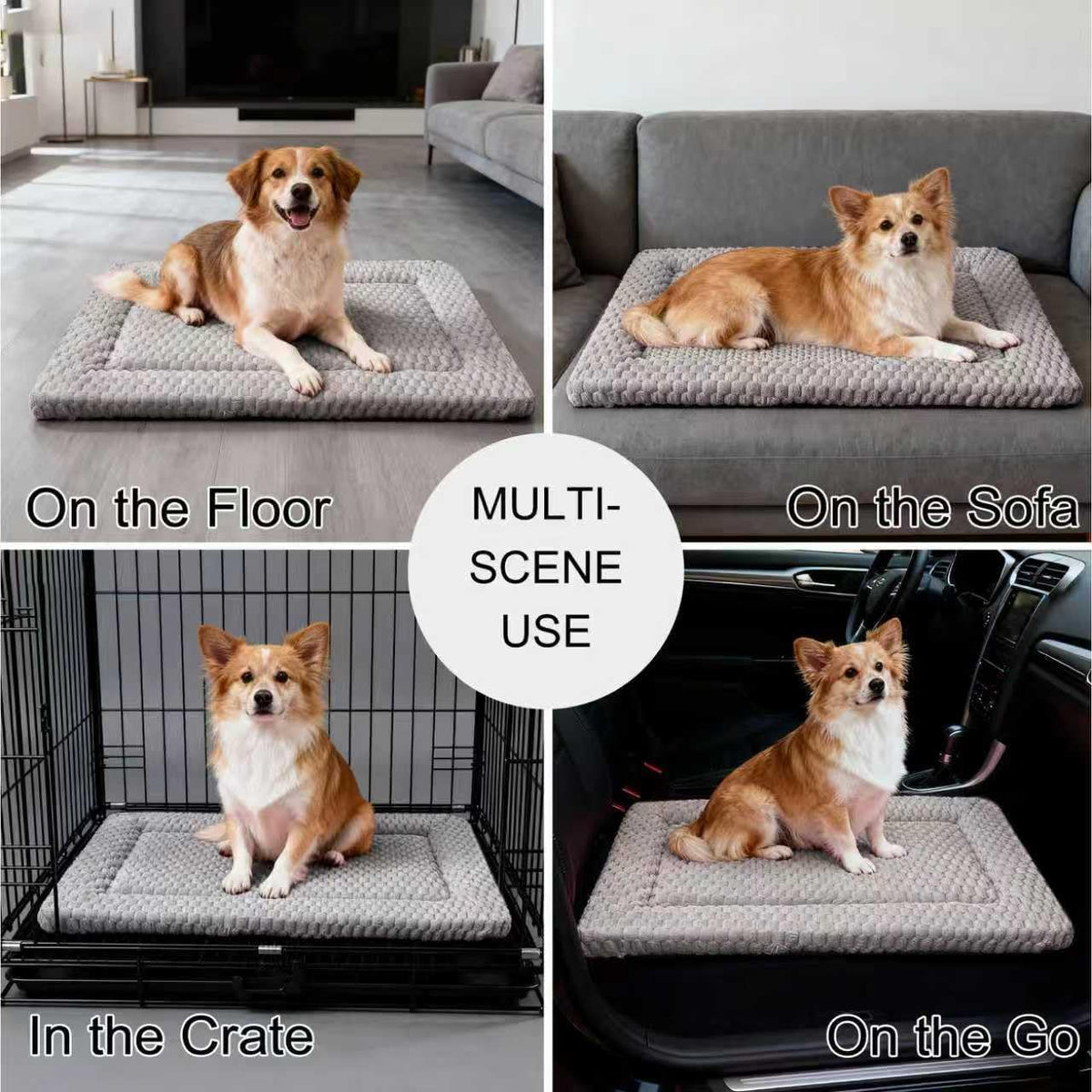 Dog Bed Mat - Dog Crate Pad - Reversible Mat for Pet Comfort - Soft Bed Crate Pads for All Seasons - Durable, Machine Washable Mat for Crates, Travel, and Home (Light Gray, 30" L*20" W*1.5" Th)