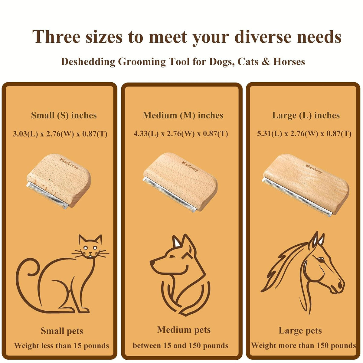 Undercoat Rake Dog Brush Dematting Comb cat shedding tool Dematting Tool Pet Brush Efficiently Detangle and Groom Coats for Large Medium Small Dogs and Cats Comb for Grooming Premium (L 5.31 inch)