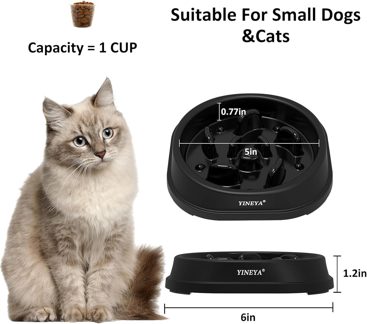 YINEYA Anti-Choking Slow Feeder Dog Bowls Small Size Dog, Slow Feeder Cat Bowl, Supplies and Puzzle for Pet