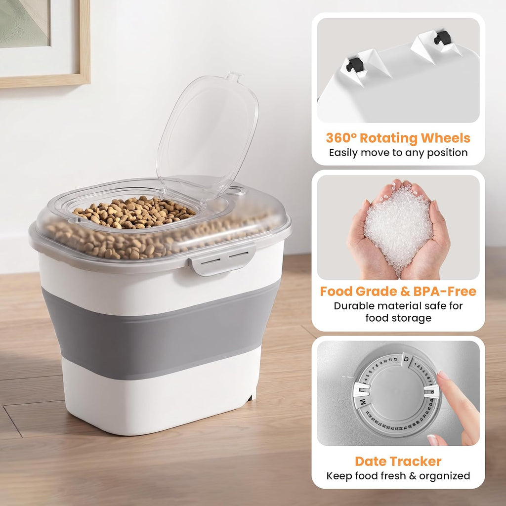 50 Lbs Rice Storage Container, Collapsible Pet Food Container