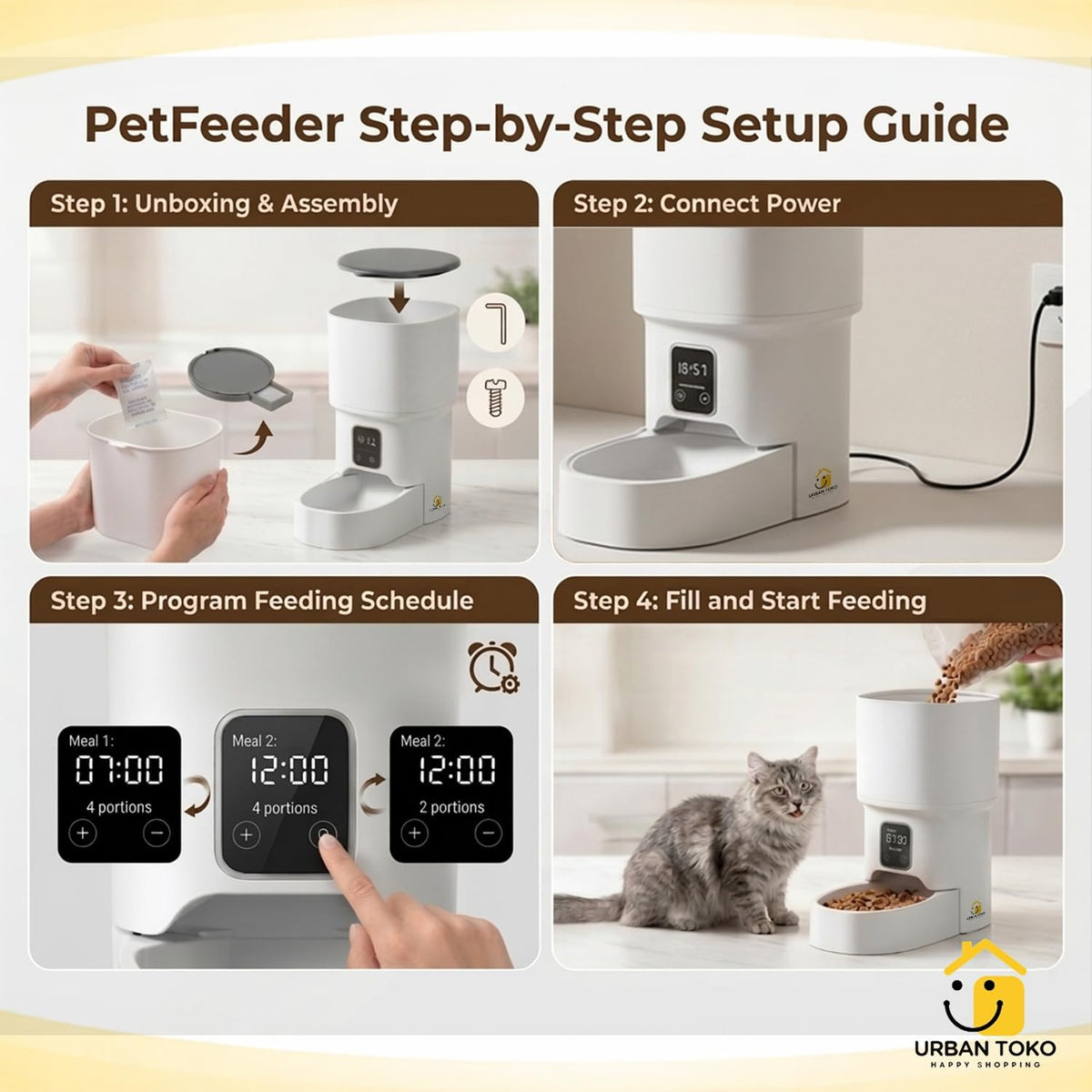 Automatic Pet Feeder for Cats & Dogs, 4L