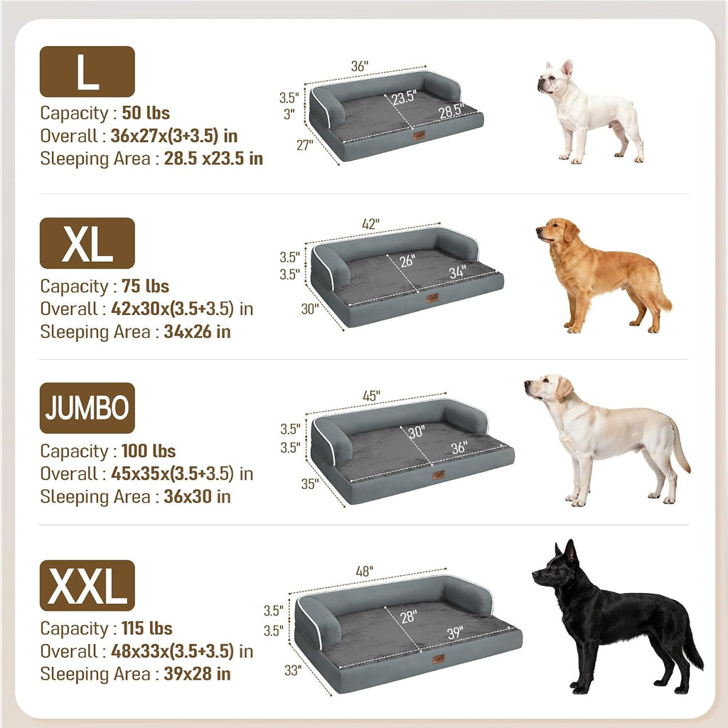 Comfort Expression Washable Dog Bed with Bolster for Medium to Large Dogs