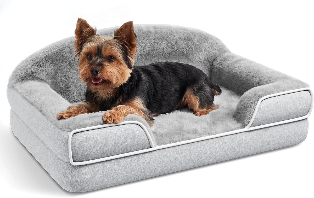 Orthopedic Dog Bed for Small & Medium Dogs, 30"x20", Washable Pet Couch Bed